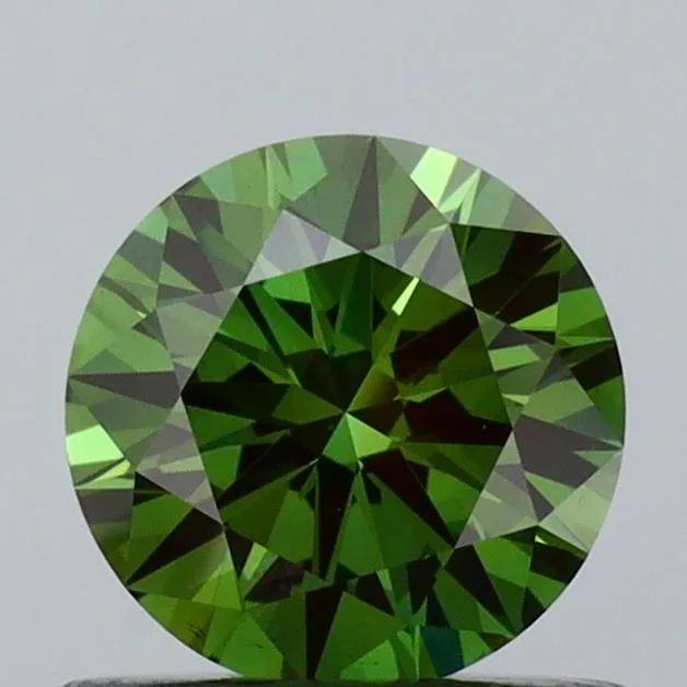 0.65ct Round Lab Grown Diamond (Colour Fancy Vivid Green, Clarity VS1, Cut ID, IGI Certified)