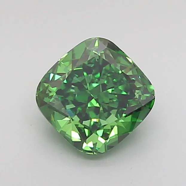 1.01ct Cushion modified Lab Grown Diamond (Colour Fancy Vivid Green, Clarity VVS2, IGI Certified)