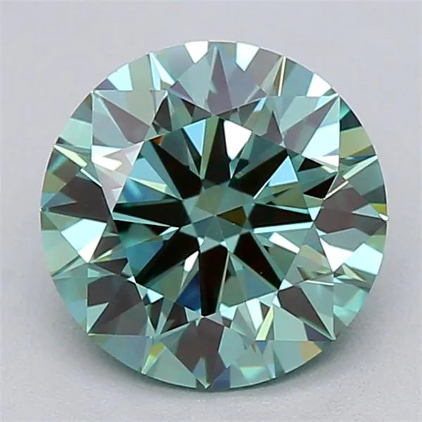 1.02ct Round Lab Grown Diamond (Colour Fancy Vivid Blueish Green, Clarity VVS2, Cut ID, IGI Certified)