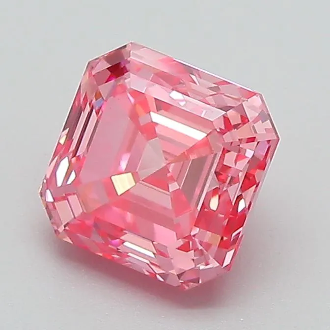 1.50ct Square emerald Lab Grown Diamond (Colour Fancy Vivid Pink, Clarity VS1, IGI Certified)