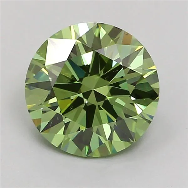 1.53ct Round Lab Grown Diamond (Colour Fancy Vivid Green, Clarity SI1, Cut ID, IGI Certified)