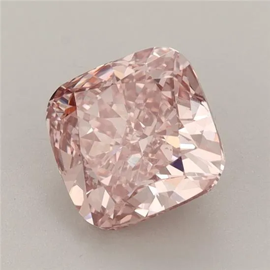 1.64ct Cushion brilliant Lab Grown Diamond (Colour Fancy Vivid Brownish Pink, Clarity VS1, IGI Certified)