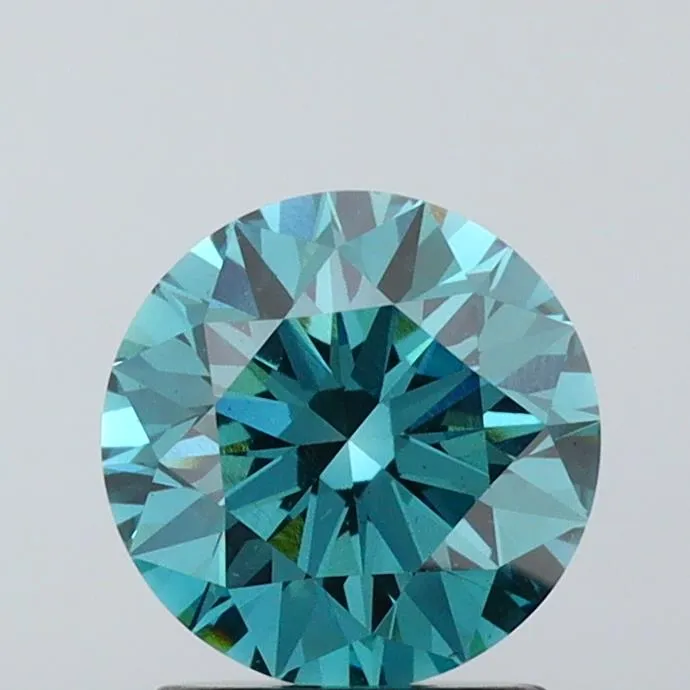 1.64ct Round Lab Grown Diamond (Colour Fancy Vivid Greenish Blue, Clarity VS1, Cut ID, IGI Certified)
