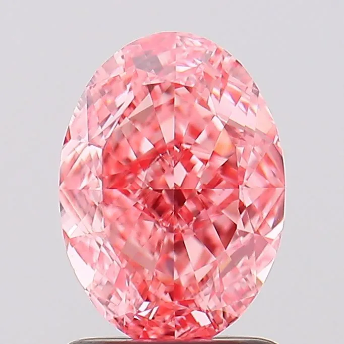 1.66ct Oval Lab Grown Diamond (Colour Fancy Vivid Pink, Clarity VVS2, IGI Certified)