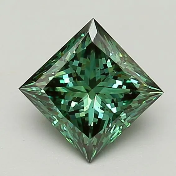1.82ct Princess Lab Grown Diamond (Colour Fancy Vivid Green, Clarity VS2, Cut VG, Uncertified)