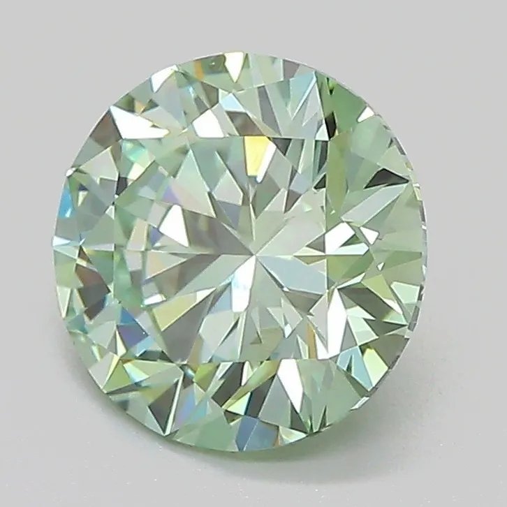 2.00ct Round Lab Grown Diamond (Colour Fancy Vivid Green, Clarity VS2, Cut EX, IGI Certified)