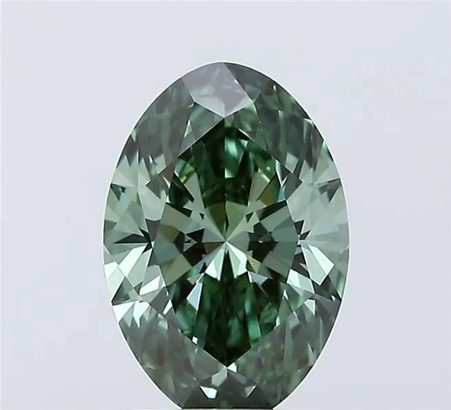 2.03ct Oval Lab Grown Diamond (Colour Fancy Vivid Green, Clarity VVS1, IGI Certified)