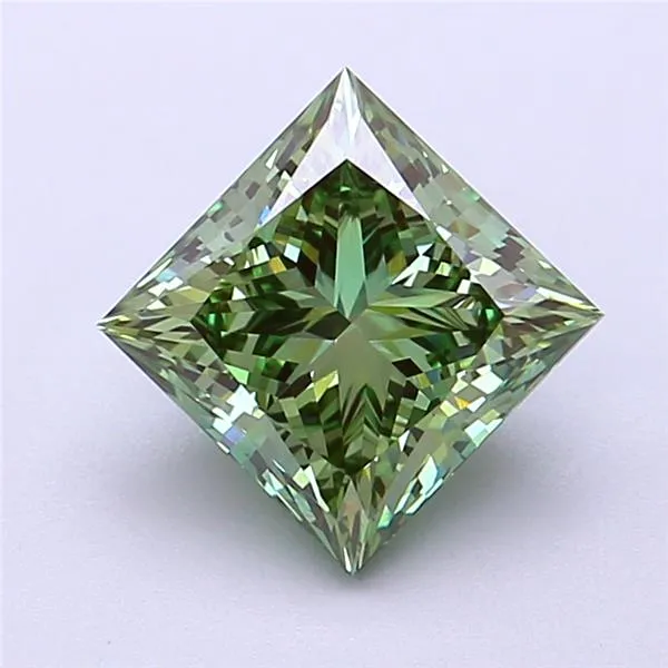 2.04ct Princess Lab Grown Diamond (Colour Fancy Vivid Green, Clarity VVS2, IGI Certified)