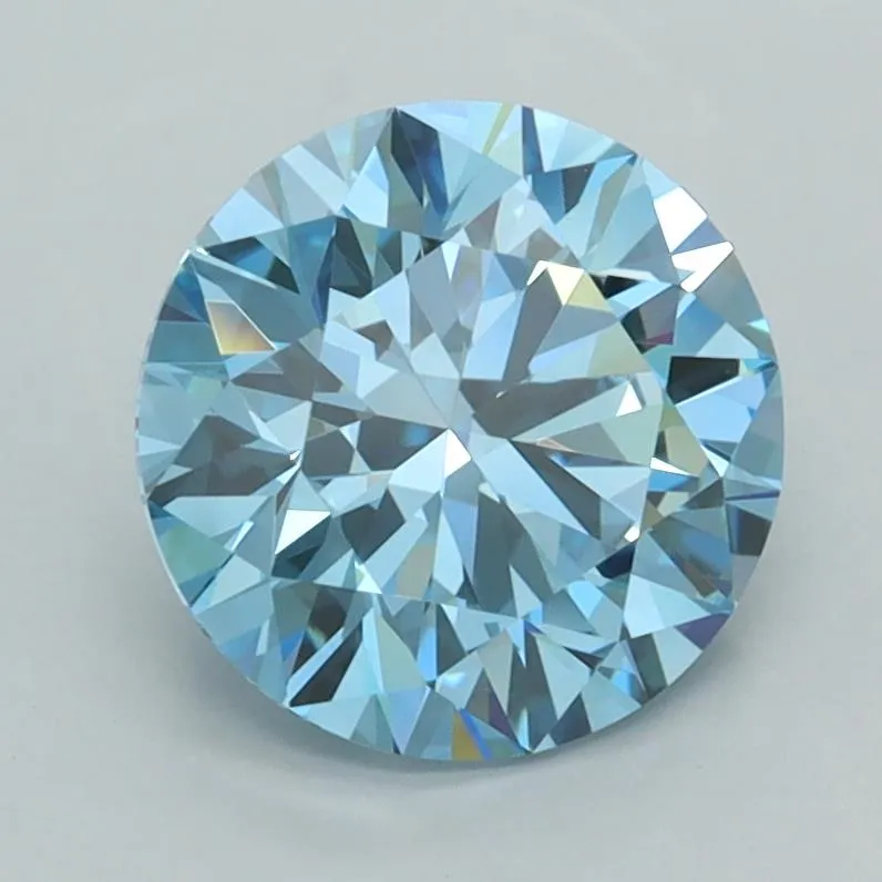 2.07ct Round Lab Grown Diamond (Colour Fancy Vivid Blue, Clarity VVS2, Cut ID, IGI Certified)