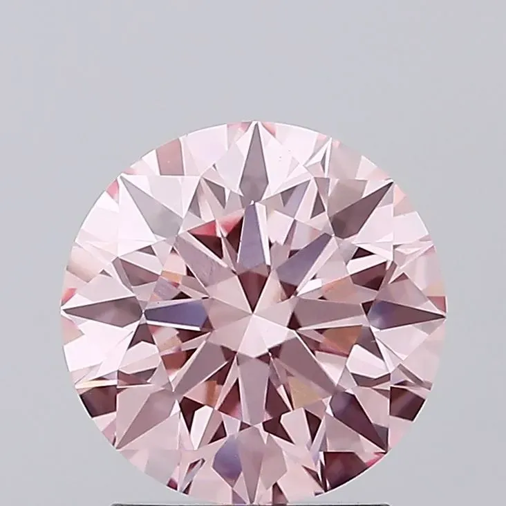 2.14ct Round Lab Grown Diamond (Colour Fancy Vivid Pink, Clarity VVS2, Cut ID, IGI Certified)
