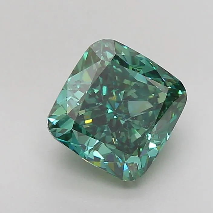 2.50ct Cushion brilliant Lab Grown Diamond (Colour Fancy Vivid Green, Clarity VS2, IGI Certified)