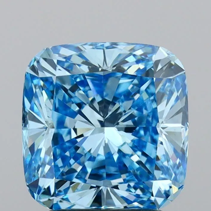 2.51ct Cushion brilliant Lab Grown Diamond (Colour Fancy Vivid Blue, Clarity VS2, Cut GD, IGI Certified)