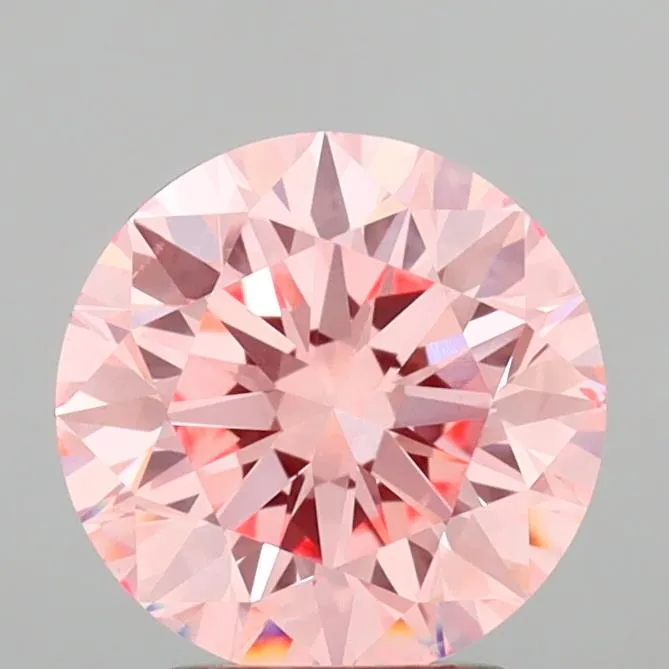 2.52ct Round Lab Grown Diamond (Colour Fancy Vivid Pink, Clarity VS2, Cut EX, IGI Certified)