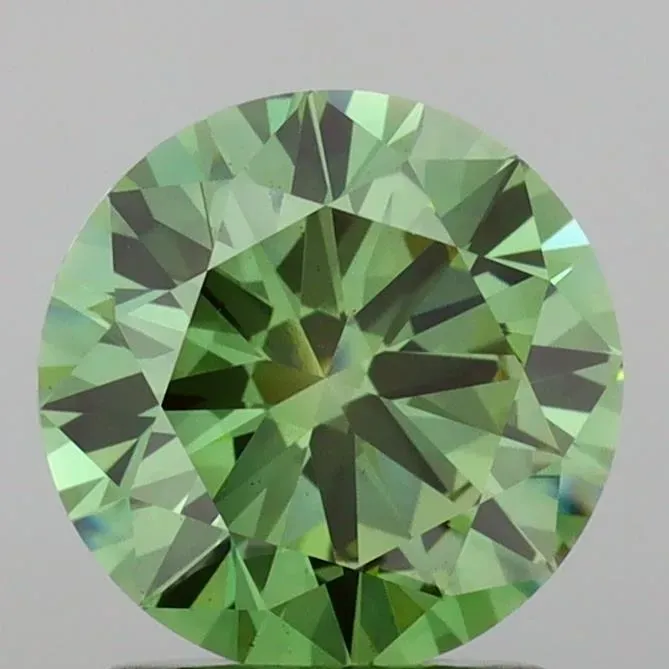 2.59ct Round Lab Grown Diamond (Colour Fancy Vivid Green, Clarity VVS2, Cut EX, IGI Certified)