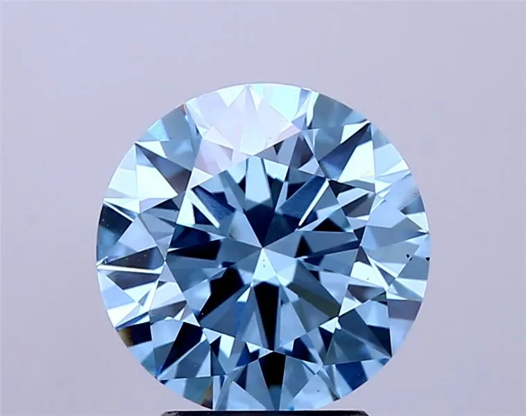 2.61ct Round Lab Grown Diamond (Colour Fancy Vivid Blue, Clarity VS2, Cut ID, IGI Certified)