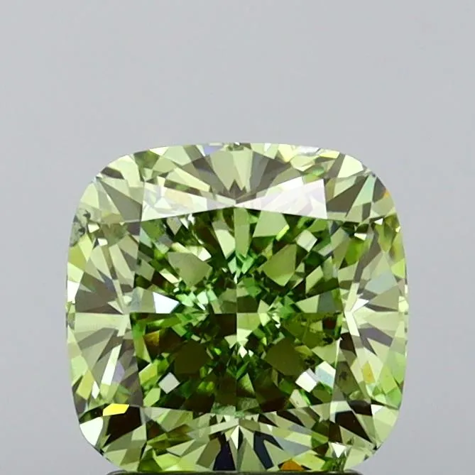 3.00ct Cushion brilliant Lab Grown Diamond (Colour Fancy Vivid Green, Clarity VS2, IGI Certified)