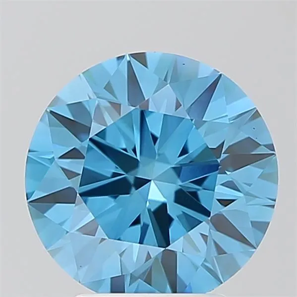 3.00ct Round Lab Grown Diamond (Colour Fancy Vivid Blue, Clarity VVS2, Cut ID, IGI Certified)