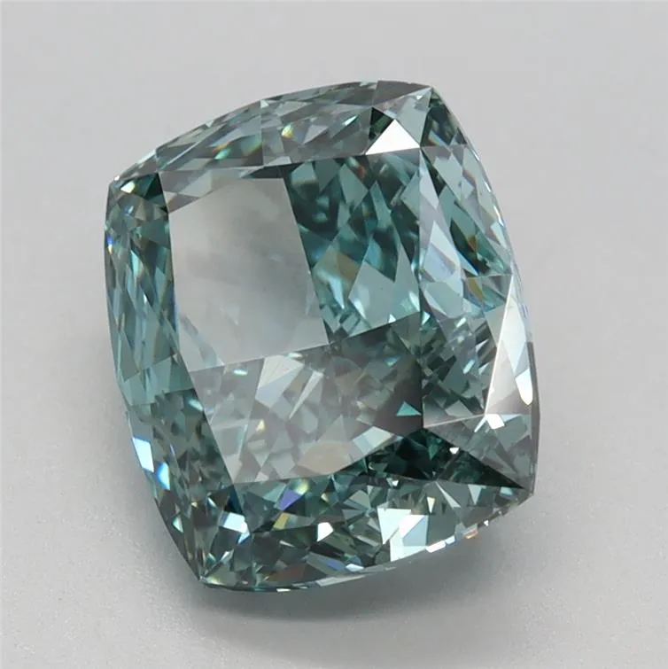 3.02ct Cushion modified Lab Grown Diamond (Colour Fancy Vivid Green Blue, Clarity VS1, IGI Certified)