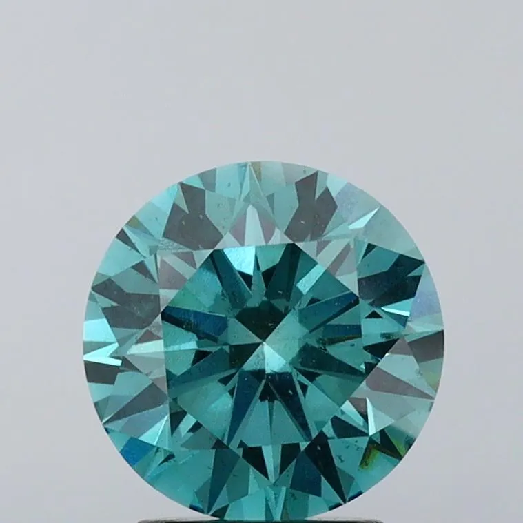 3.02ct Round Lab Grown Diamond (Colour Fancy Vivid Greenish Blue, Clarity SI1, Cut ID, IGI Certified)