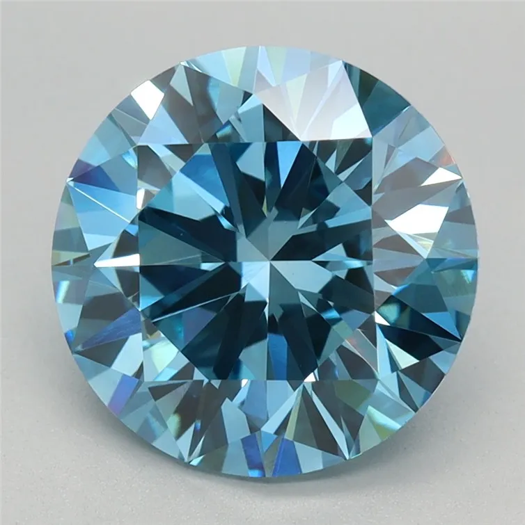 3.04ct Round Lab Grown Diamond (Colour Fancy Vivid Blue, Clarity VVS2, Cut ID, IGI Certified)