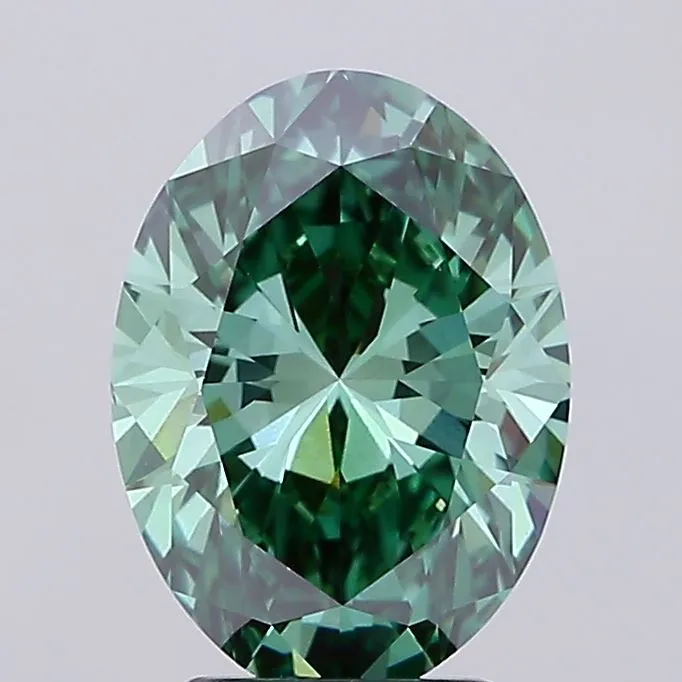 3.06ct Oval Lab Grown Diamond (Colour Fancy Vivid Green, Clarity VS1, IGI Certified)