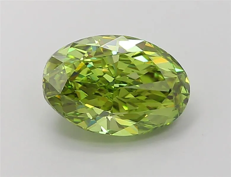 3.18ct Oval Lab Grown Diamond (Colour Fancy Vivid Green, Clarity VS1, IGI Certified)