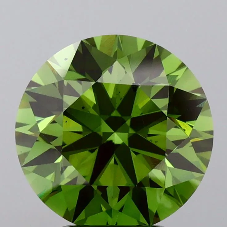 3.20ct Round Lab Grown Diamond (Colour Fancy Vivid Green, Clarity SI1, Cut ID, IGI Certified)