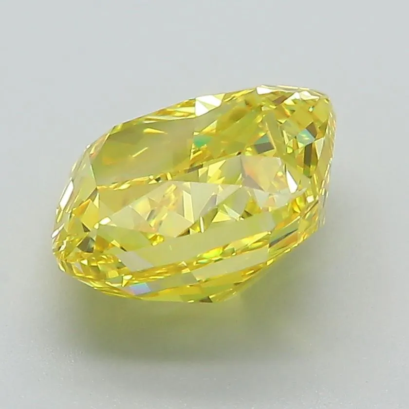 3.33ct Cushion modified Lab Grown Diamond (Colour Fancy Vivid Yellow, Clarity VVS1, IGI Certified)