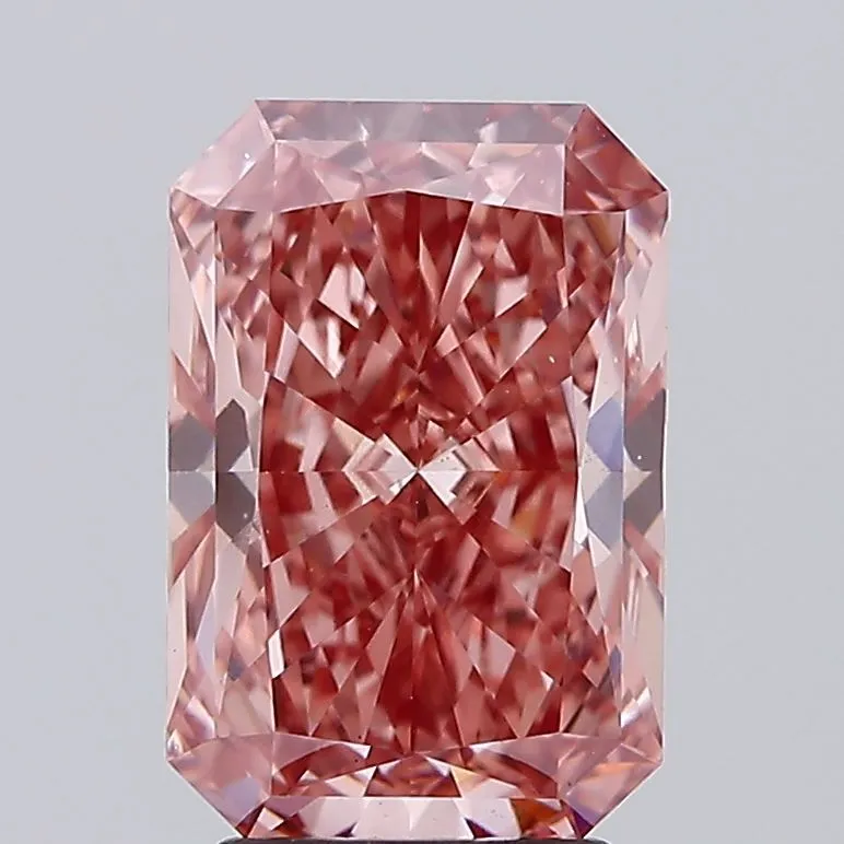 3.38ct Radiant Lab Grown Diamond (Colour Fancy Vivid Brownish Pink, Clarity VS1, IGI Certified)
