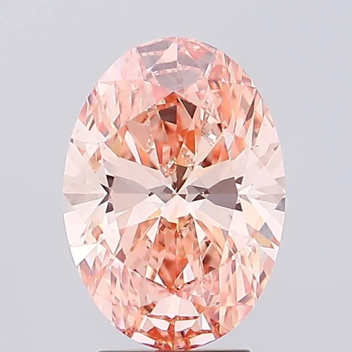 3.55ct Oval Lab Grown Diamond (Colour Fancy Vivid Orangey Pink, Clarity VVS2, IGI Certified)