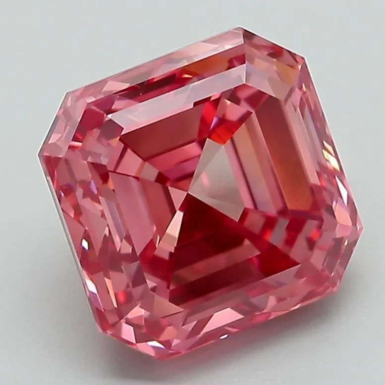 3.55ct Square emerald Lab Grown Diamond (Colour Fancy Vivid Pink, Clarity VS2, Uncertified)