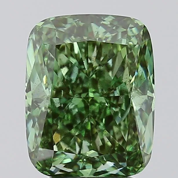 3.58ct Cushion modified Lab Grown Diamond (Colour Fancy Vivid Green, Clarity SI1, IGI Certified)