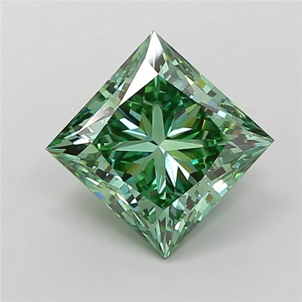 3.59ct Princess Lab Grown Diamond (Colour Fancy Vivid Green, Clarity VS1, IGI Certified)