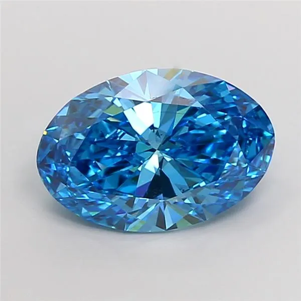 3.73ct Oval Lab Grown Diamond (Colour Fancy Vivid Blue, Clarity VS2, IGI Certified)