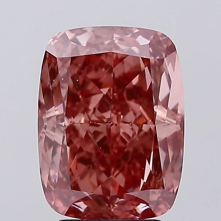 4.01ct Cushion brilliant Lab Grown Diamond (Colour Fancy Vivid Brownish Pink, Clarity VS1, IGI Certified)