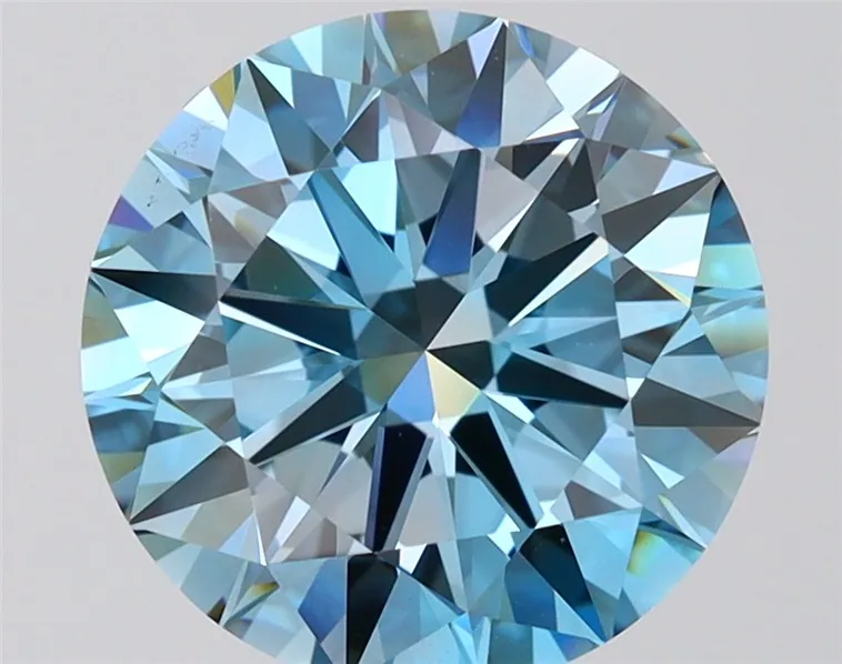 4.07ct Round Lab Grown Diamond (Colour Fancy Vivid Blue, Clarity VVS2, Cut EX, IGI Certified)