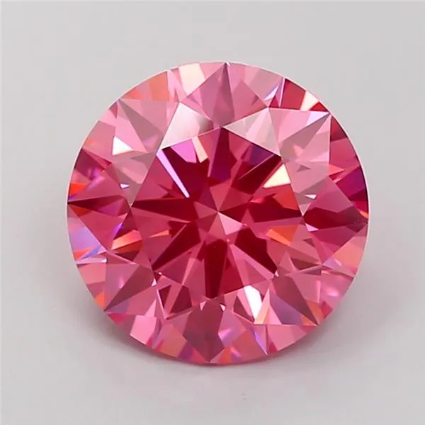 4.08ct Round Lab Grown Diamond (Colour Fancy Vivid Pink, Clarity VVS2, Cut ID, IGI Certified)