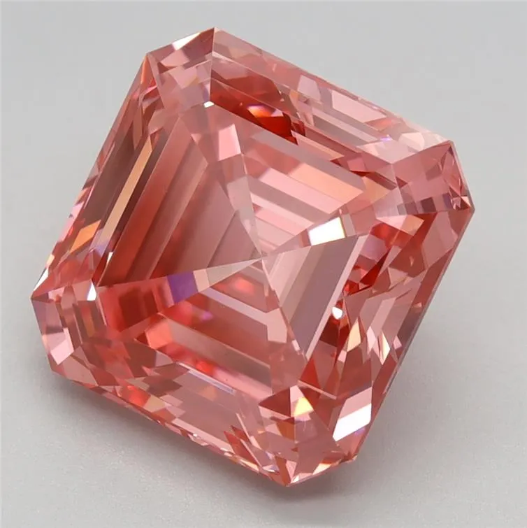 4.09ct Square emerald Lab Grown Diamond (Colour Fancy Vivid Pink, Clarity VS1, IGI Certified)
