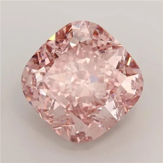 4.10ct Cushion brilliant Lab Grown Diamond (Colour Fancy Vivid Brownish Pink, Clarity VS1, IGI Certified)