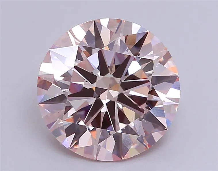 4.10ct Round Lab Grown Diamond (Colour Light Pink, Clarity VS2, Cut ID, IGI Certified)