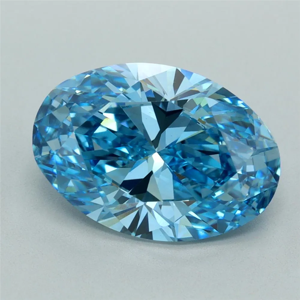 5.20ct Oval Lab Grown Diamond (Colour Fancy Vivid Blue, Clarity VS1, IGI Certified)