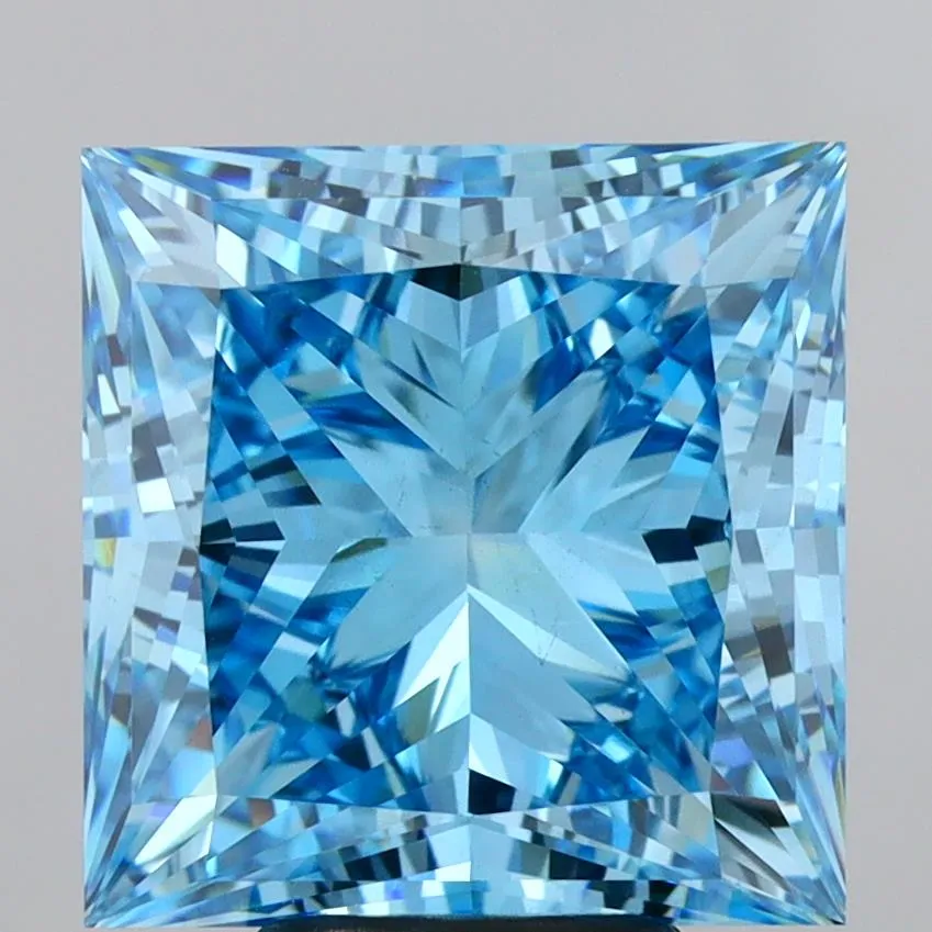 7.01ct Princess Lab Grown Diamond (Colour Fancy Vivid Blue, Clarity VS1, IGI Certified)