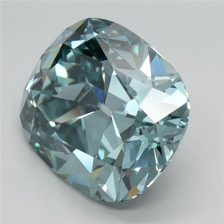 7.16ct Cushion brilliant Lab Grown Diamond (Colour Fancy Vivid Blueish Green, Clarity VS1, IGI Certified)