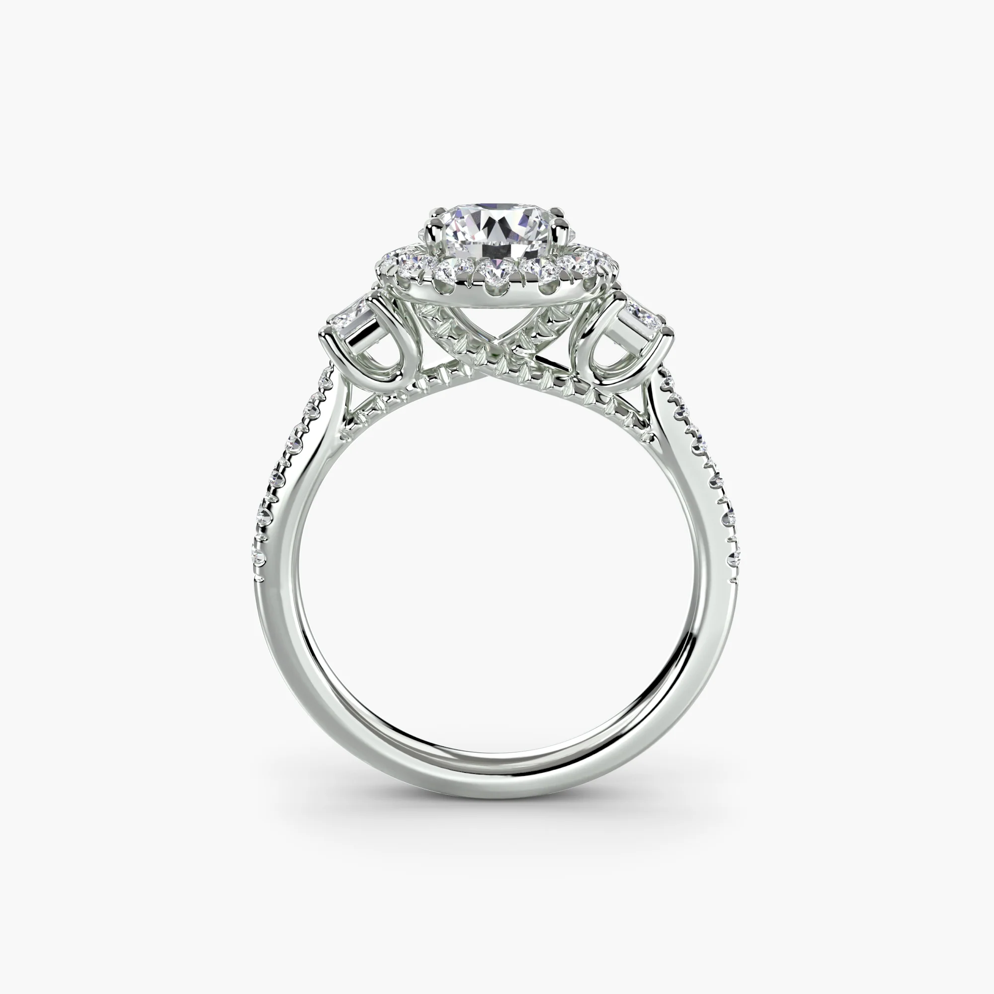 Three-Stone Ring with Halo 2