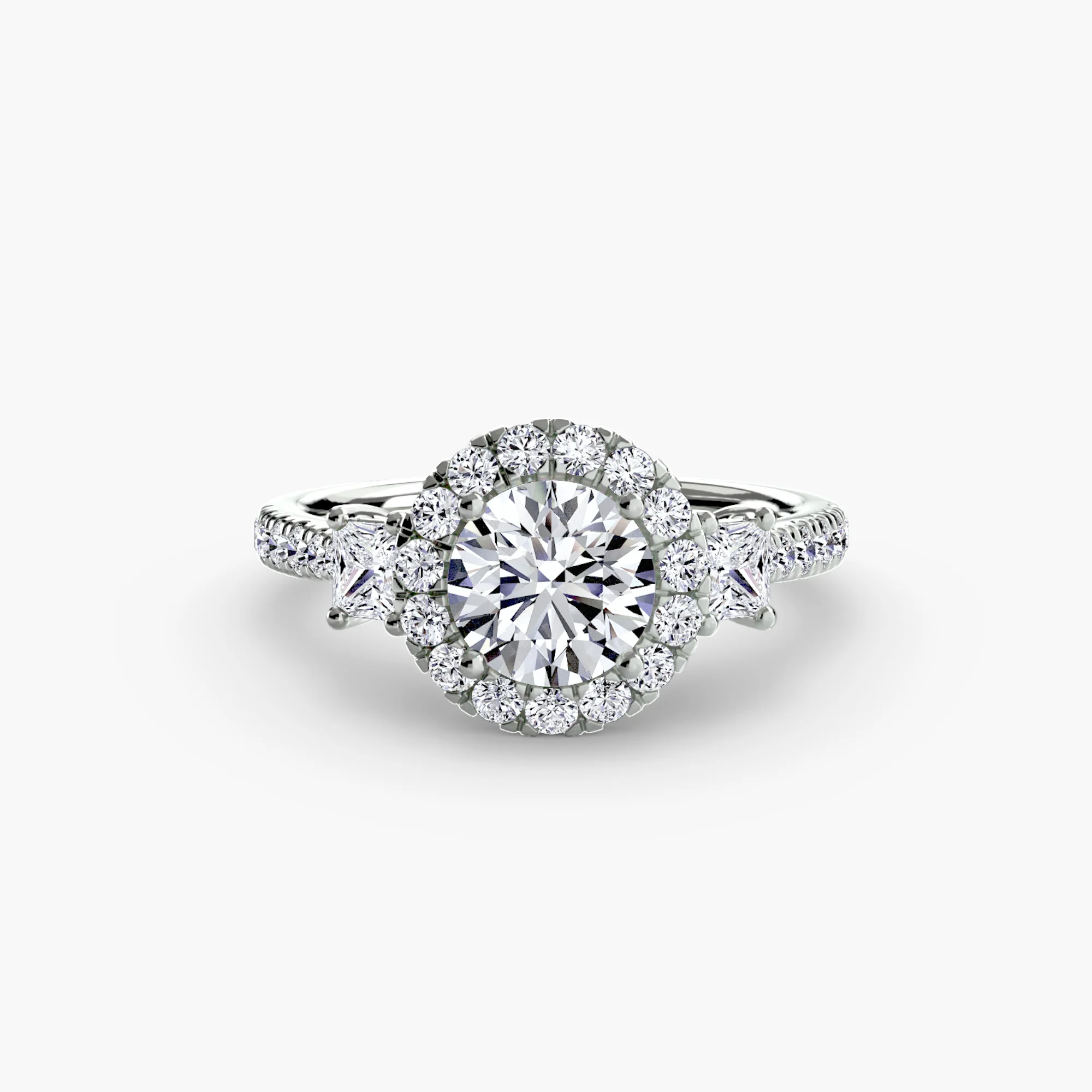 Three-Stone Ring with Halo 2 - Image 2